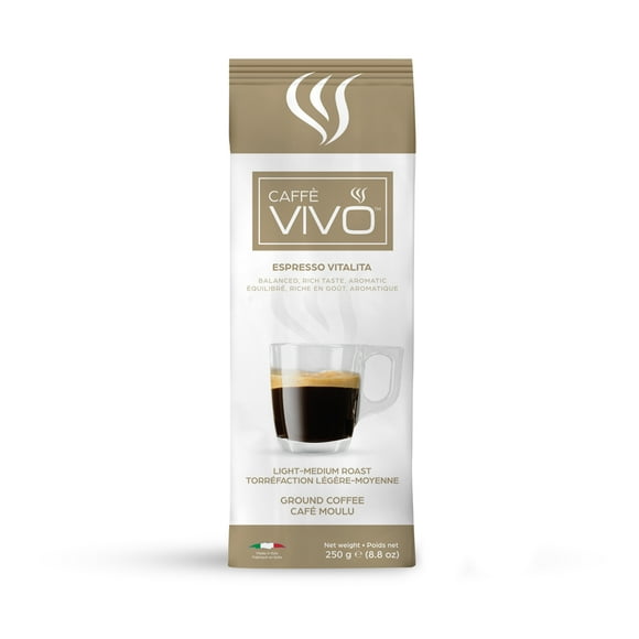 Caffè VIVO Espresso Vitalita (Ground Coffee), 250g Premium Ground Italian Coffee