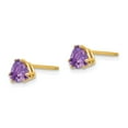 thumbnail image 2 of 14k 5mm Trillion Amethyst Earrings in 14k Yellow Gold, 2 of 3
