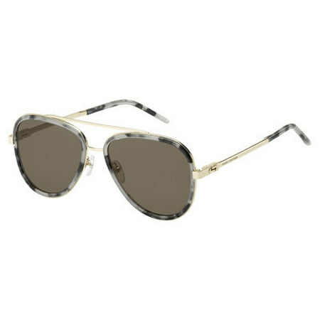 Marc Jacobs Women's Marc136s Aviator Sunglasses, Gray Havana/Brown, 56 mm