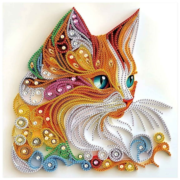 5D DIY Diamond Painting Kit Colourful Cat Special Shape Creative Diamond Craft Suitable for Home and Office Decor, Festive Gifts