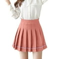thumbnail image 2 of Pleated Skirts for Women High Waist School Uniform Mini Skirt with Built-in Short (Pink XXL), 2 of 4