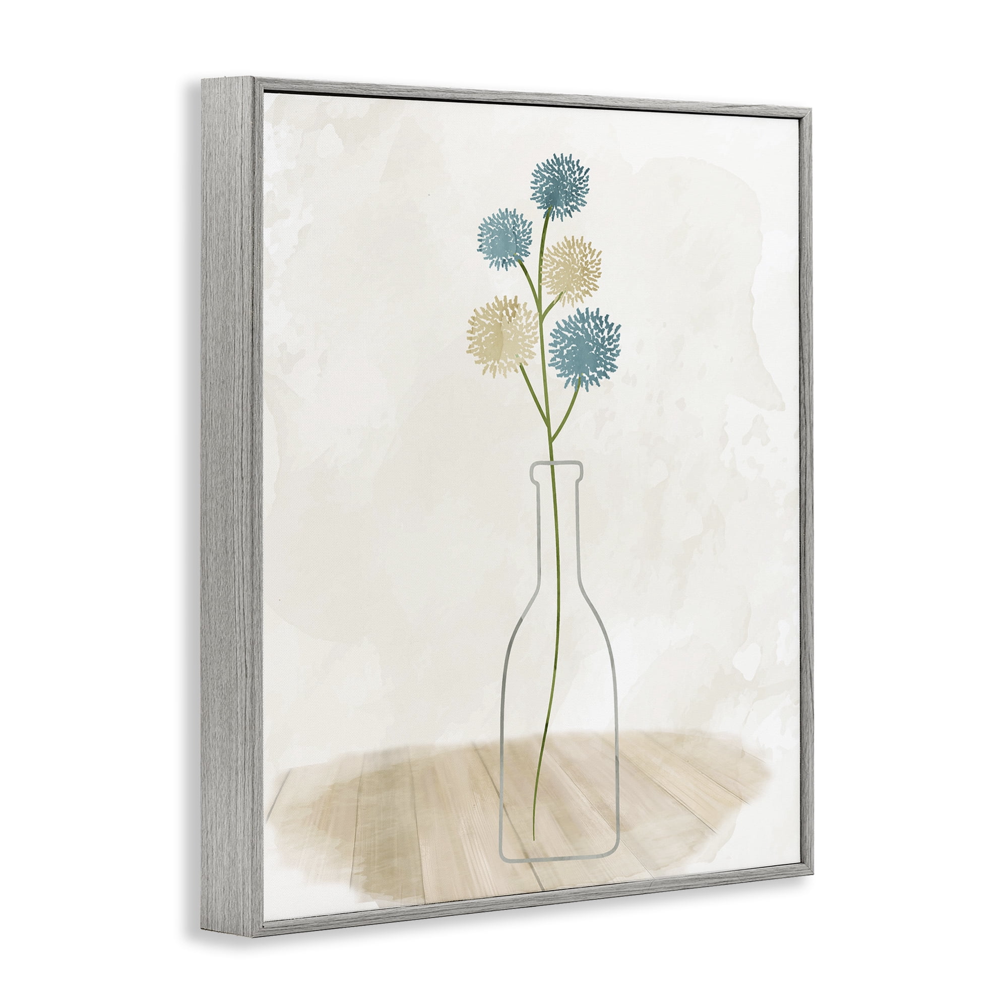 Stupell Industries Simple Bud Vase Botanical & Floral Painting Gray Framed Art Print Wall Art, 16 x 20