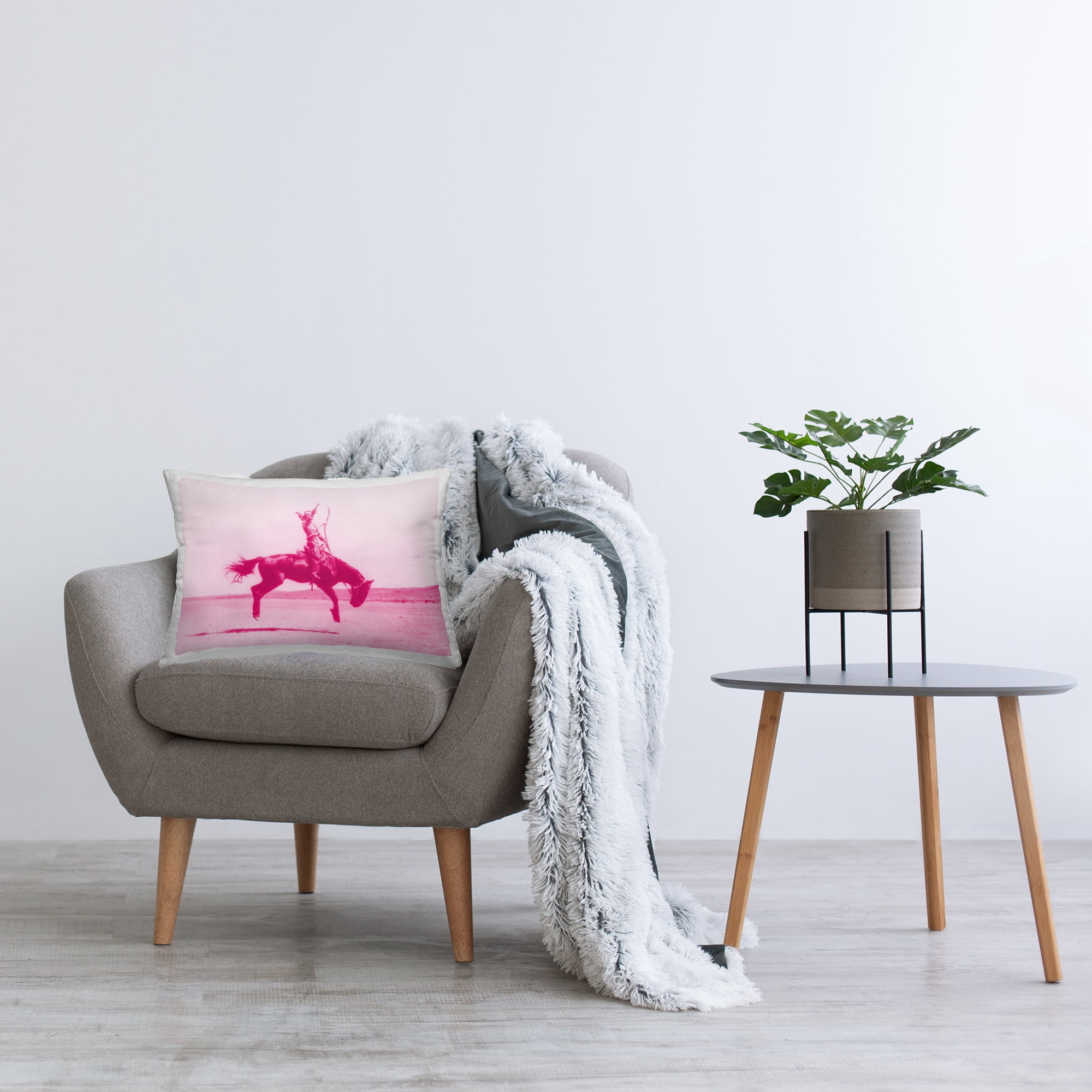 Stupell Industries Pink Galloping Cowgirl Decorative Printed Throw Pillow Design by Daphne Polselli.