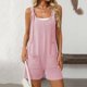 thumbnail image 2 of Camisetas Cortas para las Mujeres sin Mangas Cuello Redondo Sólido con Bolsillos, Casual una Pieza Romper Poliéster, 2 of 9