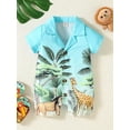 thumbnail image 3 of Bagilaanoe Newborn Baby Boys Summer Jumpsuit Print Short Sleeve Bodysuit Shorts 3M 6M 9M 12M 18M 24M Infant Casual One Piece Romper, 3 of 8