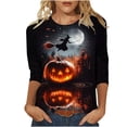 thumbnail image 3 of Tqyyweavej Womens Halloween 3/4 Sleeve Crew Neck Shirts Plus Size Fall Halloween Funny Graphic Top Loose Fit Spooky Season Tees S-5XL, 3 of 6