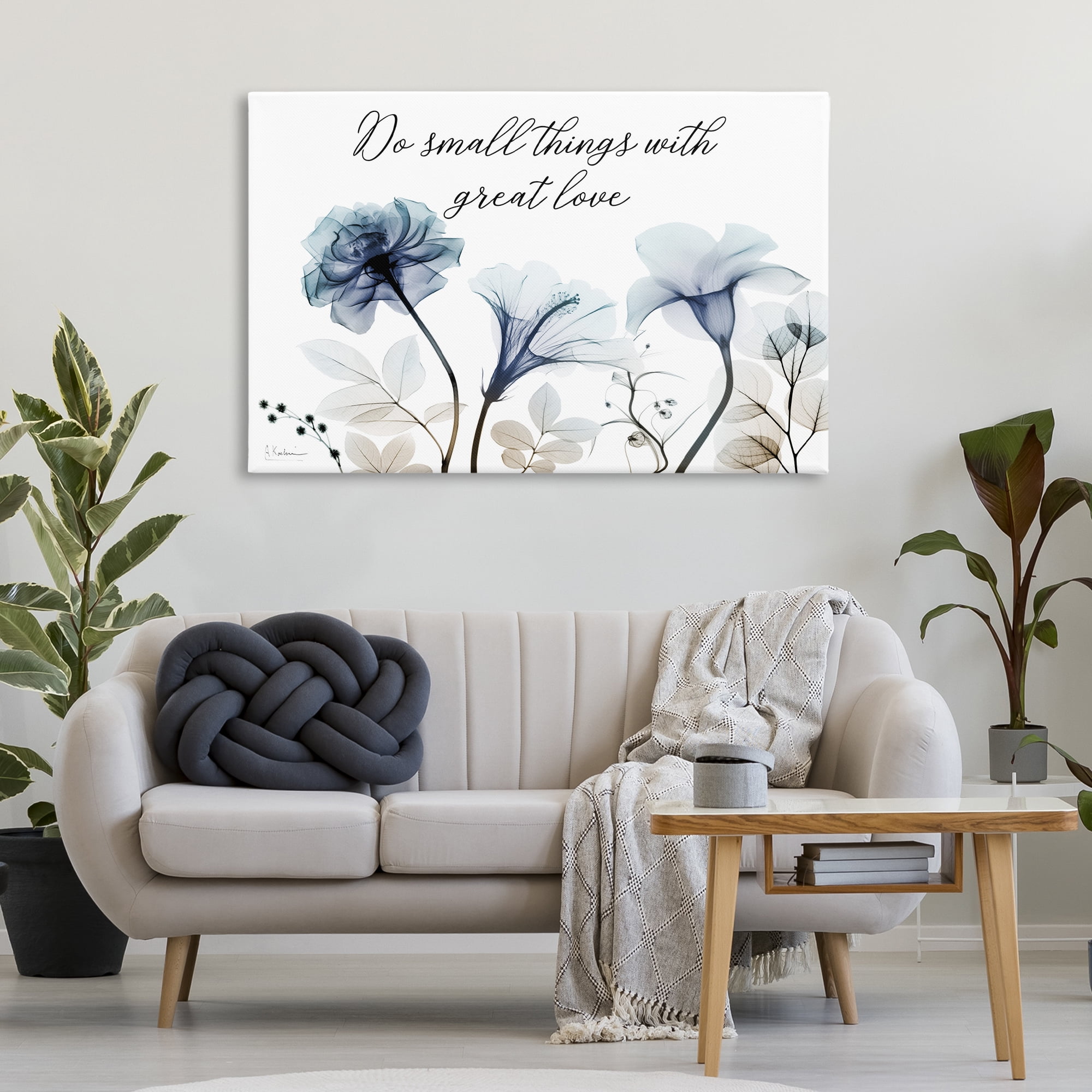 Stupell Industries With Great Love Floral Religious Painting Gallery Wrapped Canvas Art Print Wall Art, 45 x 30