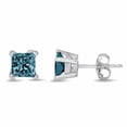 thumbnail image 6 of 1 Carat Total Weight CTTW Blue Princess Diamond Studs in 14K gold - Great Gift for Women, 6 of 6