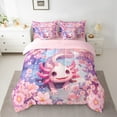 thumbnail image 2 of Manfei Kawaii Salamander Axolotl Bedding Comforter Set 7 Pieces,Magic Ocean Animal Full Bedding Set,Pink Cherry Blossom Fitted Sheet Flat Sheet For Children,Breathable Home Decor Reversible, 2 of 8