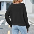 thumbnail image 5 of Yyeselk Waffle Knit Sweaters for Women Casual V Neck Solid Color Oversized Drop Shoulder Long Sleeve Comfy Relaxed Fit Crop Pullover Sweater Tops Black L, 5 of 8