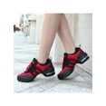 thumbnail image 4 of Crocowalk Girls Casual Thick Soled Walking Dance Shoes Practice Comfortable Cushioned Dancing Sneakers Non-Slip Platform Jazz Shoe Black Red Style B 6.5, 4 of 9