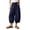Navy #024, variant on Linen Barrel Pants Women Plus Size Wide Leg Gauze Ruffle Trouser Casual Summer Baggy Boho Beach Vacation Pants, L