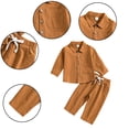 thumbnail image 3 of MXIEZI Baby Boys Spring Fall 2 Pieces Outfits 6-24 Months Newborn Cotton Linen Long-Sleeved Solid Color Shirt + Pants Set, 3 of 9