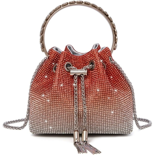 LHSHID Bling Crystal Rhinestone Purse for Women Sparkly Clutch Handbag Crossbody Bag for Evening Wedding Party Prom