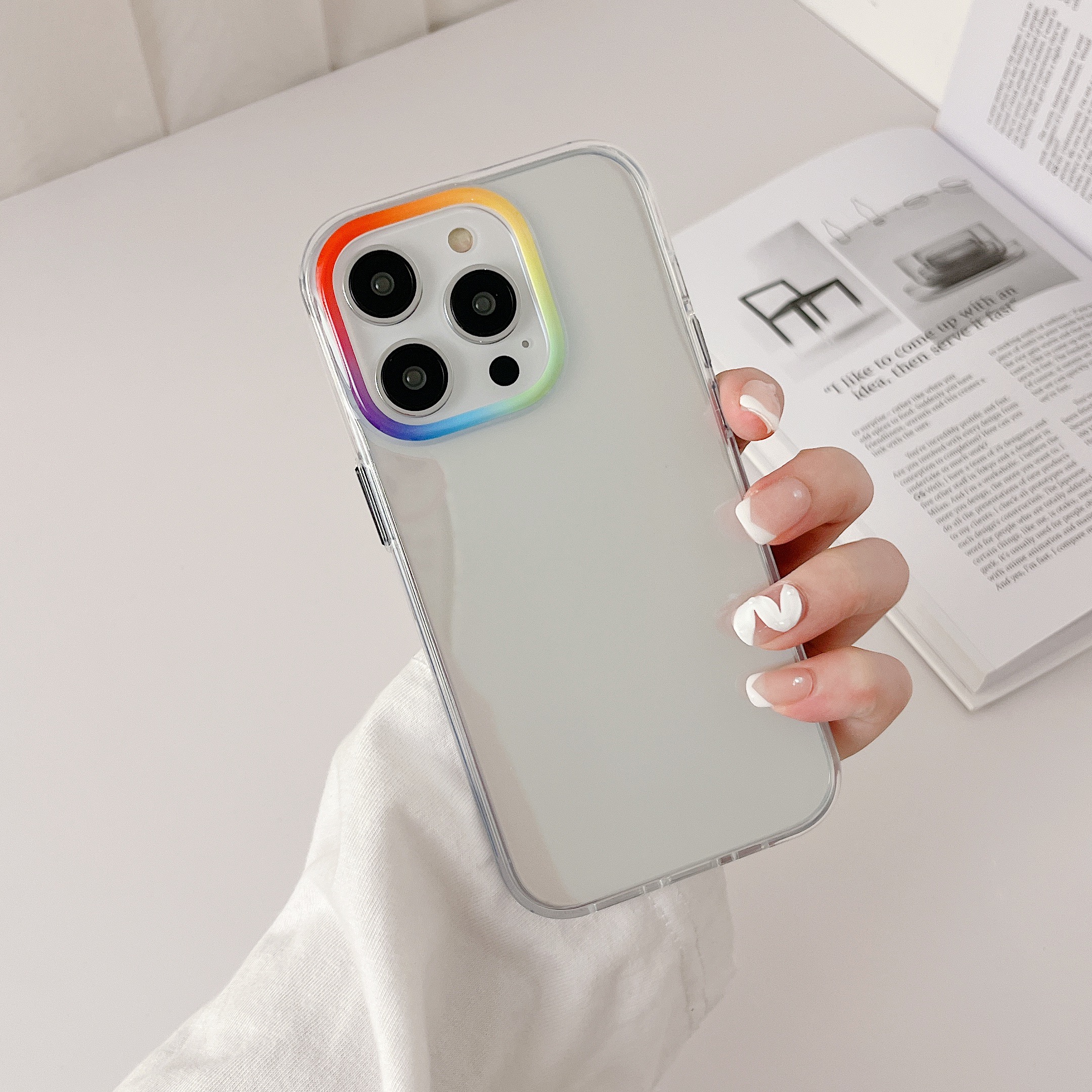 Allytech Clear Case for iPhone 14 Pro Max Stylish Rainbow Camera Protection Design Transparent