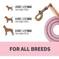thumbnail image 6 of Dog Rope Leash 6 FT with Genuine Leather Tip, Reflective Rope Leash for Medium Large Dogs (Pink, 72 Inch), 6 of 6
