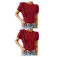 thumbnail image 1 of sweethay Camiseta de mujer con volantes de Color sólido Casual suelta Linda blusa para niñas fiesta escolar verano Top elegante ropa de moda Type15 NO15 sweethay CBP360577, 1 of 5