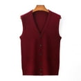thumbnail image 5 of Kureaily Men's Wool Blend V Neck Knit Cardigan Vest Wool Sweater Colour Blocking Casual Versatile Sleeveless Shirt Vest, 5 of 7