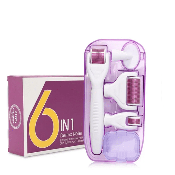 Refurbished nieqiuyun 6 in 1 Derma Roller Kit for Face and Body 0.25mm and 0.3mm - Easy to Use