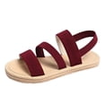 thumbnail image 3 of Beach Shoes, Sandals Wide Feet, Women's Summer Flat Sandals Open Toe Slingback Comfortable Slip-On Sandals Non Slip Elastic Ankle Strap Walking Sandals Outdoor Sport Walking Casual Sandals, Wine 7.5, 3 of 8