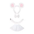 thumbnail image 4 of Conjunto de disfraz de ratón, disfraz de animal de dibujos animados para carnaval, festival, suministros y accesorios. Blanco, 4 of 8