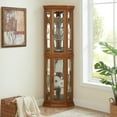 thumbnail image 3 of CQSXDA Lighted Corner Display Curio Cabinet with Tempered Glass Door Oak, 3 of 17