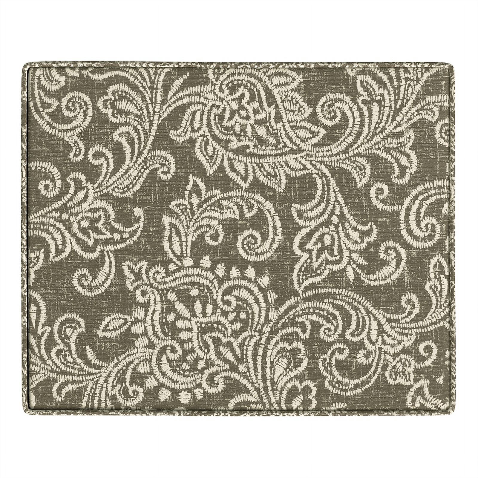 HomePop Medium Storage Ottoman with Hinged Lid, Brown Jacobean Print