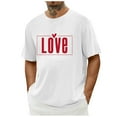 thumbnail image 2 of FAWUUDO Mens Casual Short Sleeve T Shirt Round Neck Simple Valentines Day Print Romantic Graphic Holiday Gift Top Tee White L, 2 of 6