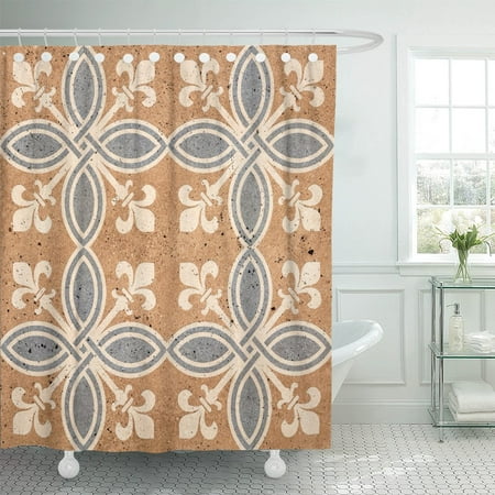 PKNMT Clay Floor Tiles Porcelain Ceramic Geometric Pattern for Polyester Shower Curtain 60x72