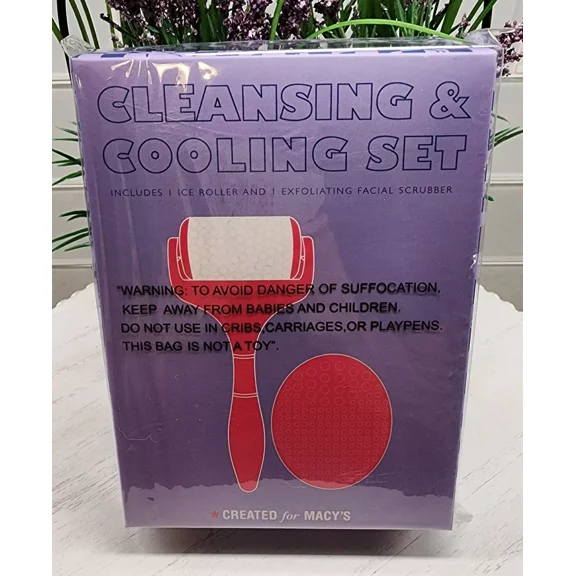 Macy's Exclusive Face Set Cleansing & Cooling Set Roller & Scrubber NIB