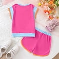 thumbnail image 2 of VUHXZWAF Summer Outfits Girls Fashion Color Block Short Sleeve Shirt and Shorts 2 Piece Set Size 5-6 Years, 2 of 3