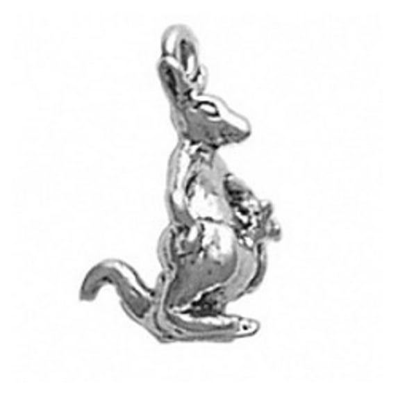Sterling Silver 30" 1mm Box Chain 3D Australian Kangaroo Pendant Necklace