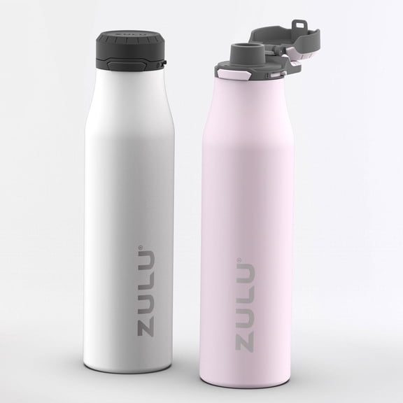 Zulu 482-2934-975-6 26 oz. Stainless Insulated Water Bottle, 2 Pack ( Pink/White )