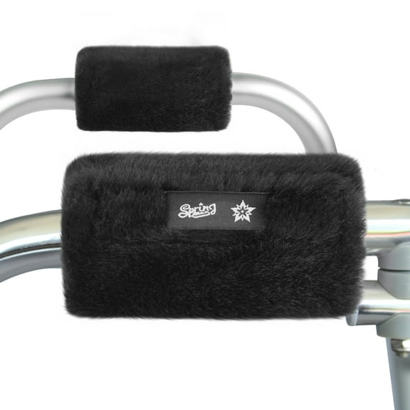 CAVENDY Plush Walker Handle Covers, Non-Slip Washable Grip Pads with Foam Inserts, Universal Fit for Walkers & Rollators, 2-Pack