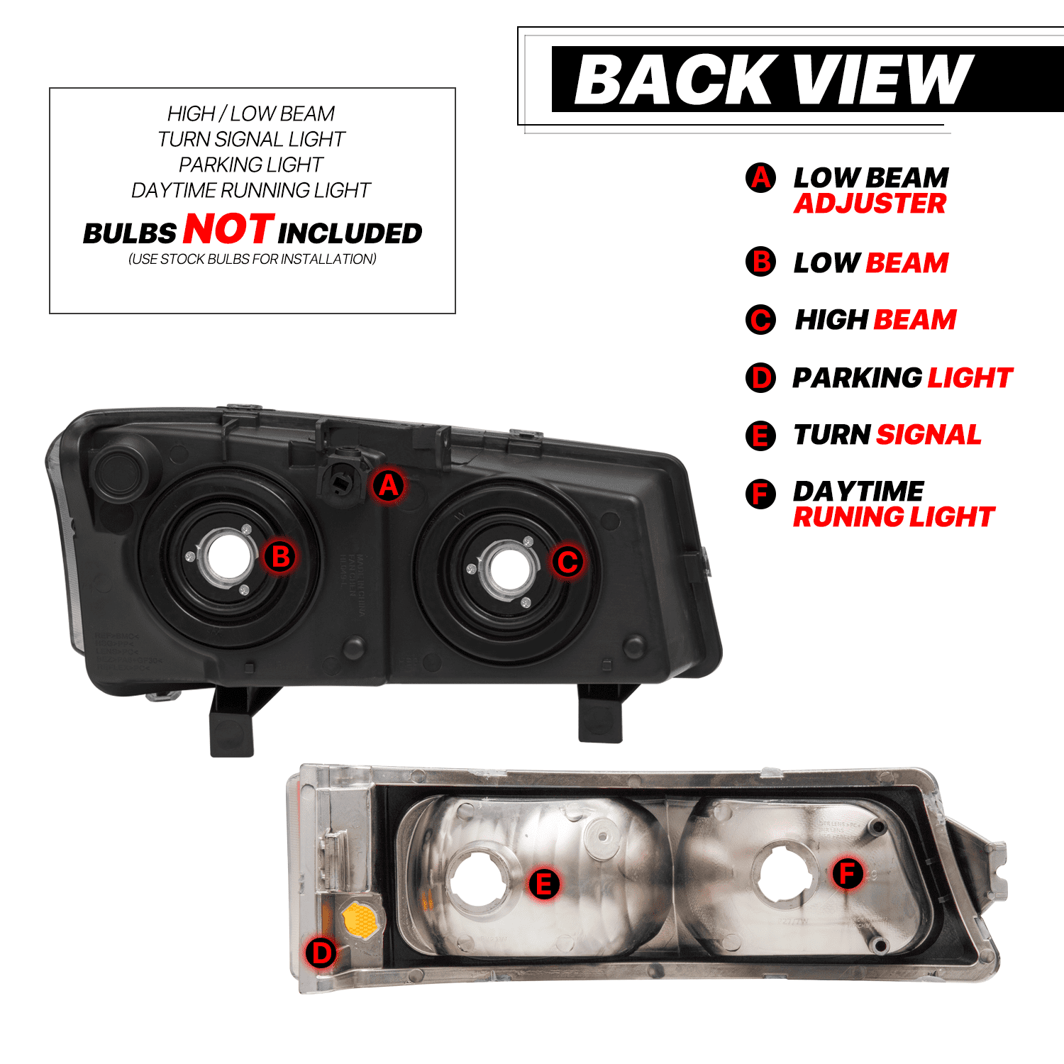 M-AUTO Pair Headlamp Replacement for 03 04 05 06 07 Chevy Silverado/Avalanche Truck, Chrome Housing Clear Lens Amber Corner