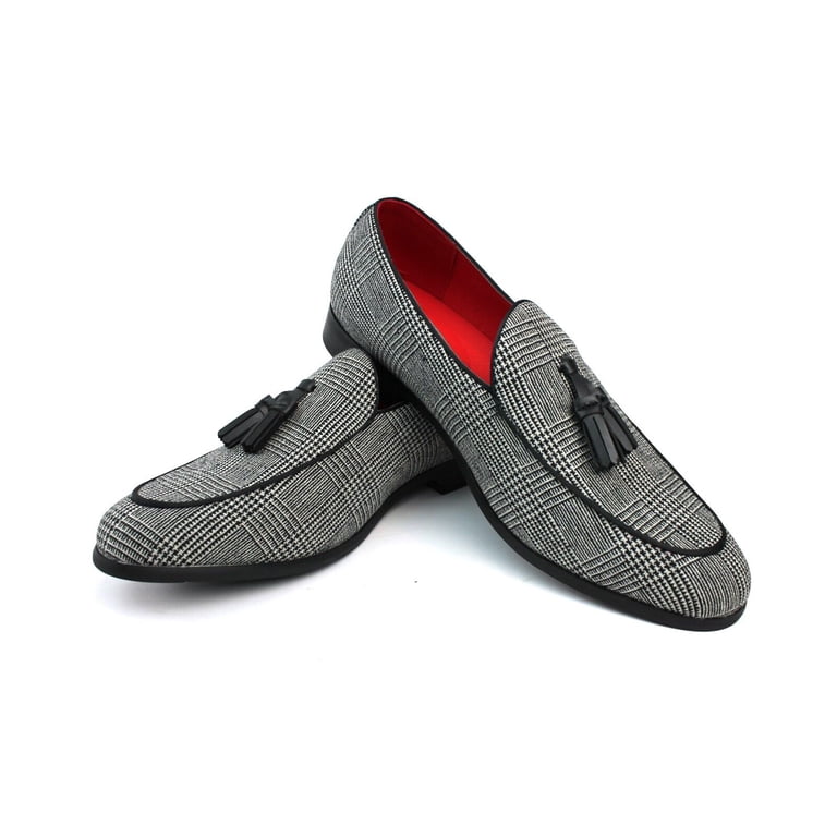Black & White Houndstooth Slip-On Men\'s Loafers moccasin. Size 7/41 Houndstooth & Black Calf Penny Loafer Golf Shoes – ADORSI main image 2