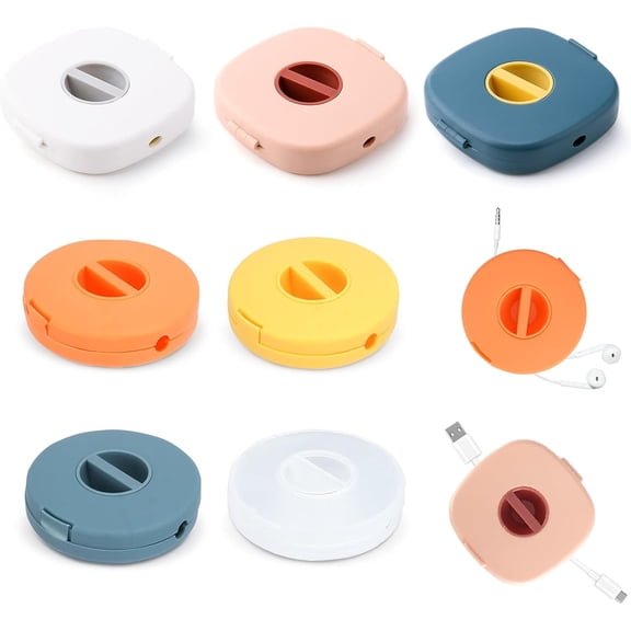 7PCS Cable Management, Retractable Portable Cord Organizer, Flexible Cable for Home Office Classroom (Round Square)