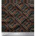 thumbnail image 1 of Soimoi Black Silk Fabric Arrow & Triangle Geometric Print Fabric by the Yard 42 Inch Wide, 1 of 3