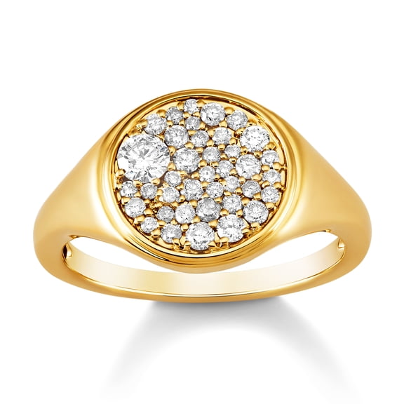 ARAIYA FINE JEWELRY 14K Yellow Gold Diamond Cluster Band Ring (1/2 cttw, I-J Color, I2-I3 Clarity), Size 7