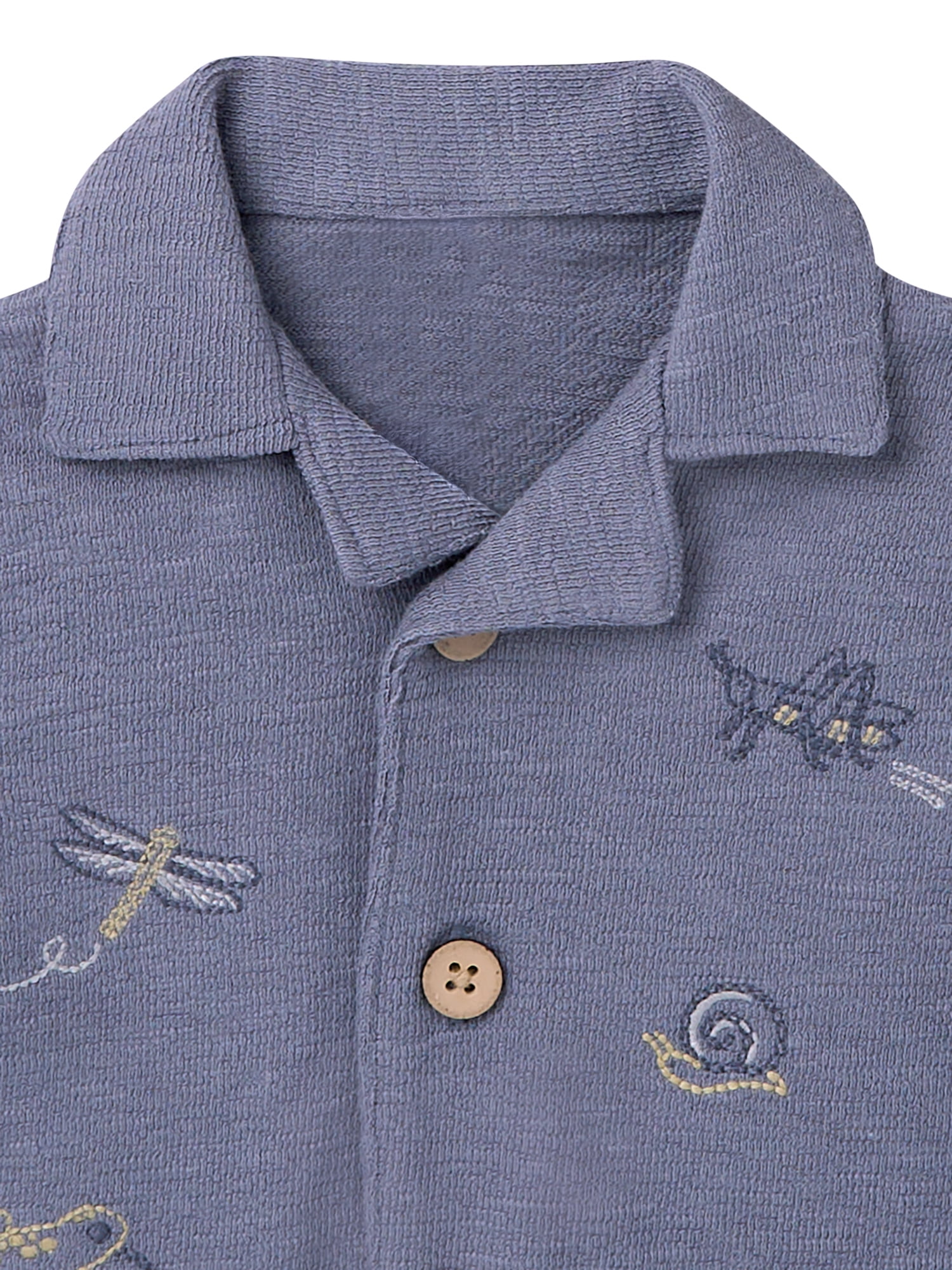 Modern Moments by Gerber Baby Boy Button Down Shirt and Short Set, 2-Piece, Sizes 0/3 Months - 24 Months