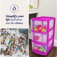 thumbnail image 6 of Open Box Homz Plastic 3 Drawer Med Storage Tower, Clear Drawers/Purple Frame, 6 of 10