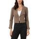 thumbnail image 1 of Chaquetas de manga fruncida con solapa de muesca para mujer Inspire Chic, blazer de negocios recortado L, color café, 1 of 6