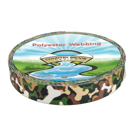 Country Brook Design - Woodland Bone Camo Polyester Webbing (1 Inch)