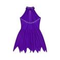 thumbnail image 6 of iixpin Kids Girls Gymnastics Tutu Skirt Figure Ice Skating Dance Leotard Dress Mesh Splice Ballet Dance Costume Purple 14, 6 of 7