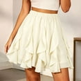 thumbnail image 2 of Unir Women Multi-Layer Ruffle Tiered Flowy Mini Chiffon Skirt Elastic High Waist Pleated Summer Beach Casual Bottom 1PC S-XXL Plus Size Friendly, 2 of 4