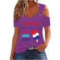 thumbnail image 1 of Tops de Hombro Frío para las Mujeres Día de la Independencia Impreso Fuera Del Hombro Blusa con Cuello en V, Fuera Del Hombro de las Mujeres, 1 of 4