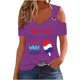thumbnail image 2 of Fiudx Camisas para Mujer Top de Manga Corta con Cuello En V y Hombros Descubiertos Sexy para El Día de La Independencia para Mujer, 2 of 4