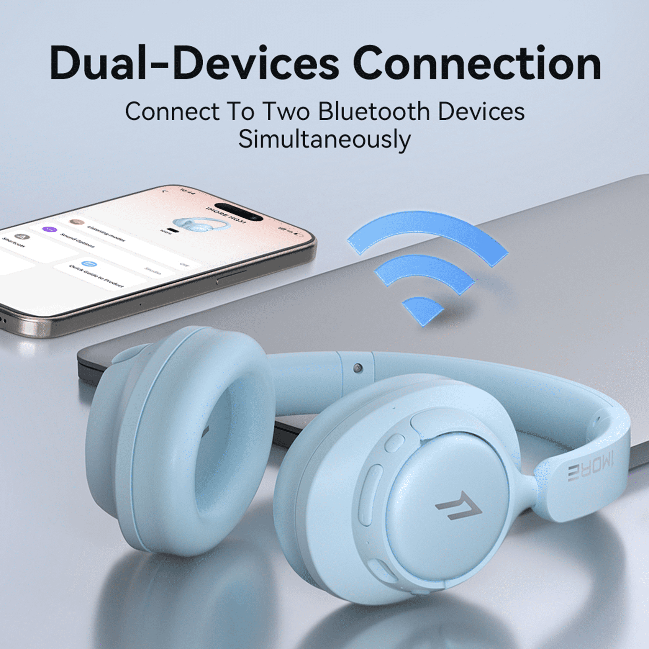 1MORE Sonoflow HQ31 Wireless Headphones with ANC, Hi-Res Audio, 90H Battery, Blue