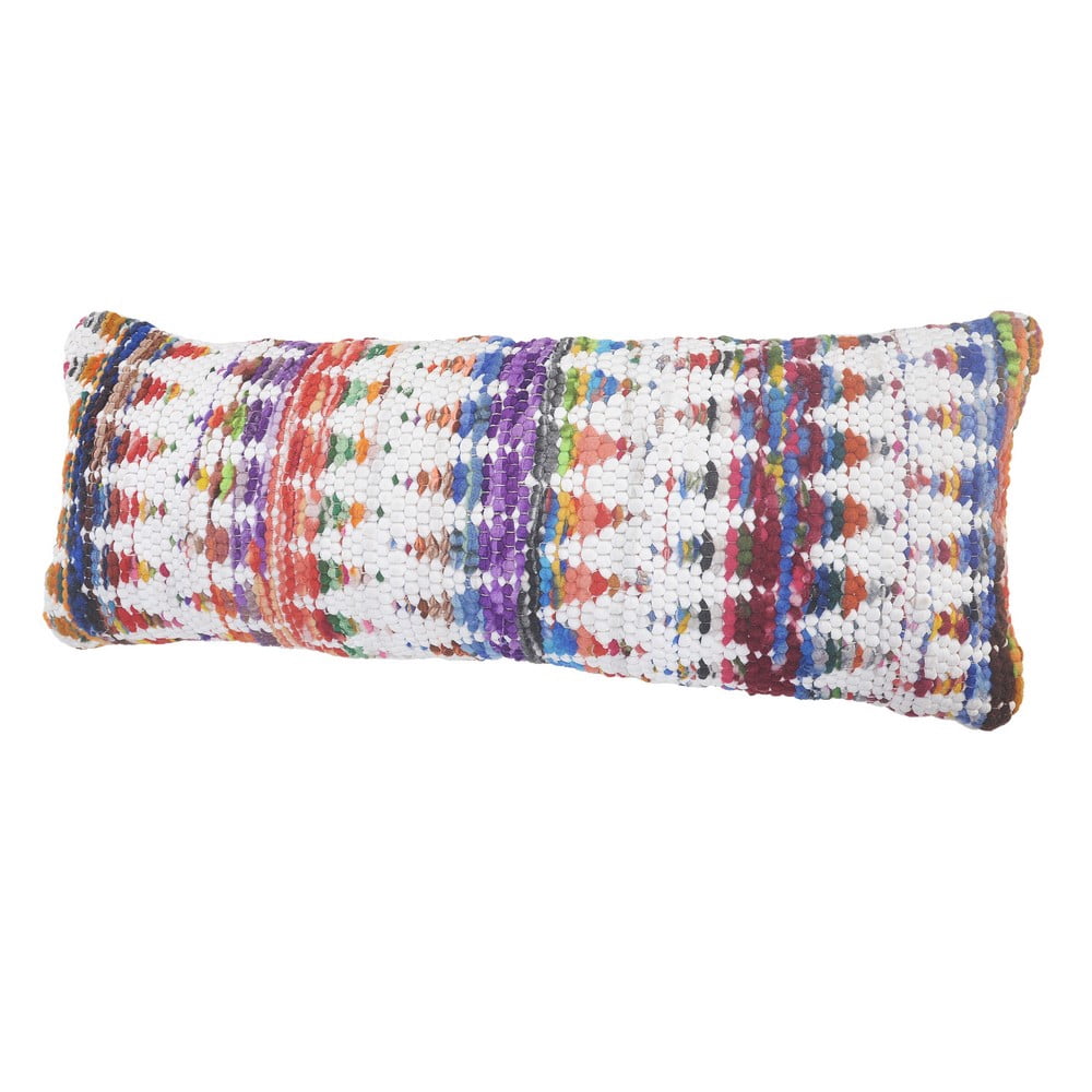 Ox Bay 14" x 36" Hand-Woven White/ Multicolored Geometric Cotton Blend Pillow Cover