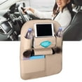 thumbnail image 6 of Car Chair Back Bag, Multi Pockets Space Saving Protective PU Leather Seat Back Organizer for Water Cup Book Tissue(Beige), 6 of 8